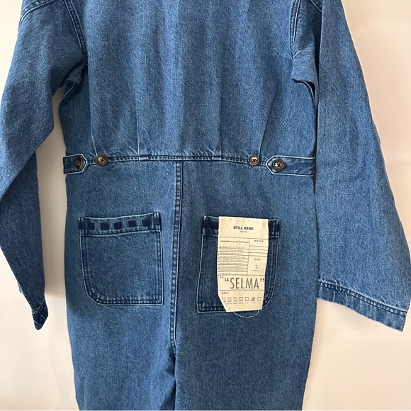 NWT Still Here Selma jumpsuit in farm blue size large - Picture 6 of 9